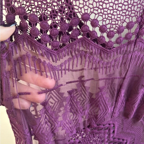 Sundance 100% Silk Embroidered Wine Slip Maxi Dress - Picture 5 of 11